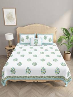House of Gulab - Percale Cotton Super King Bedsheet With Pillow Covers and Sham Pillow Cover
