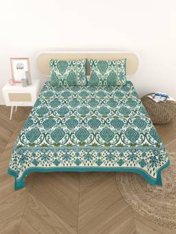 House of Gulab - Cotton Printed Bedsheet with 2 Pillow Covers