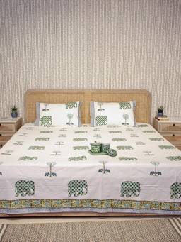 House of Gulab - Premium Percale Cotton Super King Bedsheet with 2 Pillow Covers