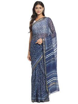 Fabindia - Indigo Dabu Silk Saree