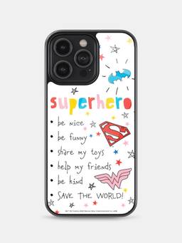 Macmerise - Superhero To Do List Design iPhone 14 Pro Max Glass Case