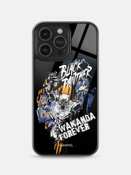 Macmerise - Black Panther Sketch Design iPhone 14 Pro Max Glass Case