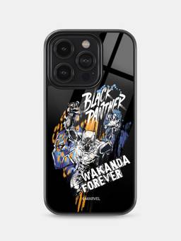 Macmerise - Black Panther Sketch Design iPhone 14 Pro Glass Case