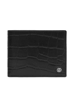 Eske - Will Mens Two Fold Wallet Rfid 8 Card Holders, Black Croco Hand-Stitched