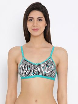 Clovia - Cotton Non-Padded Non-Wired Printed Bra In White & Black