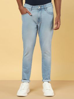 Wrangler - Men's Blue Bostin Cropped Slim Fit Mid Rise Jeans
