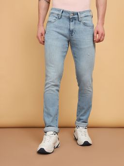 Wrangler - Men's Blue Skanders Slim Fit Low Rise No Fade Jeans