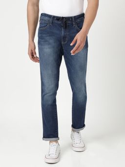 Wrangler - Men's Blue Relaxed Fit Mid Rise Heavy Fade Jeans
