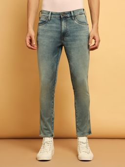 Wrangler - Men's Blue Bostin Slim Fit Mid Rise Heavy Fade Jeans