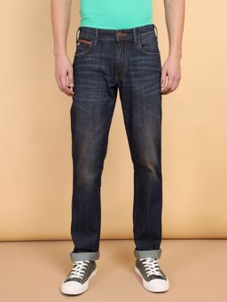 Wrangler - Men's Blue Millard Straight Fit Mid Rise Heavy Fade Jeans