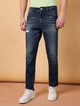 Wrangler - Men's Blue Bostin Slim Fit Mid Rise Heavy Fade Jeans