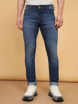 Wrangler - Men's Blue Vegas Skinny Fit Low Rise Light Fade Jeans