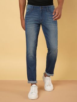 Wrangler - Men's Blue Skanders Slim Fit Low Rise No Fade Jeans