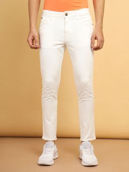 Wrangler - Men's White Bostin Slim Fit Mid Rise Jeans