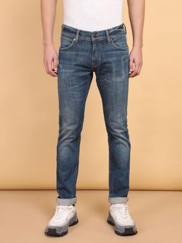 Wrangler - Men's Blue Skanders Slim Fit Low Rise Light Fade Jeans