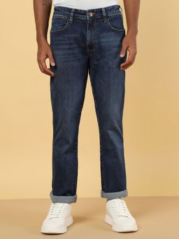 Wrangler - Men's Blue Millard Straight Fit Mid Rise No Fade Jeans
