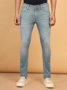 Wrangler - Men's Blue Vegas Skinny Fit Low Rise Light Fade Jeans