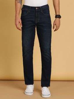 Wrangler - Men's Blue Wider Regular Fit Mid Rise No Fade Jeans