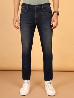 Wrangler - Men's Blue Bostin Slim Fit Mid Rise Heavy Fade Jeans