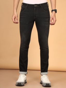 Wrangler - Men's Black Skanders Slim Fit Low Rise Light Fade Jeans