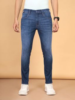 Wrangler - Men's Blue Bostin Slim Fit Mid Rise Light Fade Jeans