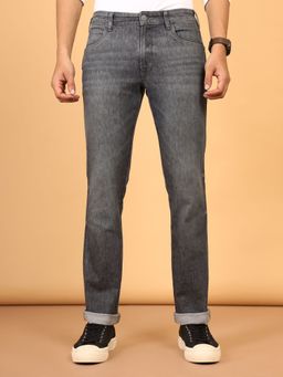 Wrangler - Men's Grey Millard Straight Fit Mid Rise Light Fade Jeans