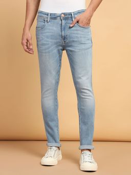 Wrangler - Men's Blue Bostin Slim Fit Mid Rise Light Fade Jeans