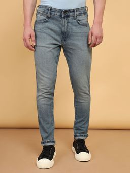 Wrangler - Men's Blue Bostin Slim Fit Mid Rise Light Fade Jeans