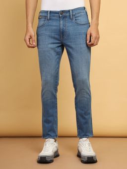 Wrangler - Men's Blue Bostin Slim Fit Mid Rise Light Fade Jeans