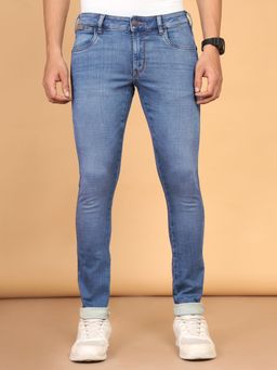 Wrangler - Men's Blue Vegas Skinny Fit Low Rise Light Fade Jeans