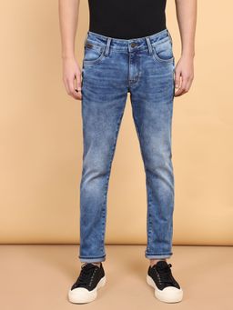 Wrangler - Men's Blue Bostin Slim Fit Mid Rise Light Fade Jeans