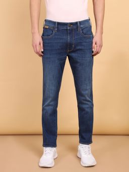 Wrangler - Men's Blue Bostin Slim Fit Mid Rise Light Fade Jeans