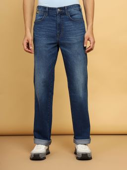 Wrangler - Men's Blue Redding Loose Fit Low Rise Heavy Fade Jeans