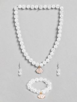 EL REGALO - Necklace for Kids Girls White (Set of 3)