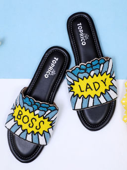 Toprico - Boss Lady Beads Embroidered Black Flats