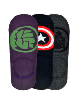 Balenzia - X Marvel Avengers Themed Loafer Socks for Men Grey,Navy,Purple (Pack of 3)