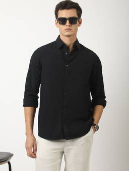 MANIAC - Solid Black Full Sleeve Nylon Shirt