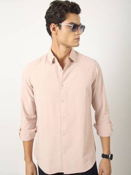 MANIAC - Solid Light Pink Full Sleeve Nylon Shirt
