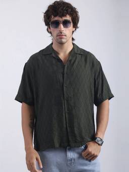 MANIAC - Textured Half Sleeve Brown Shirt