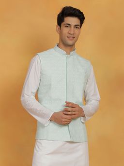 Vastramay - Mens Grean Cotton Nehru Jacket