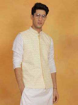 Vastramay - Mens Yellow Cotton Nehru Jacket