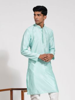 Vastramay - Mens Mint Green Silk Blend Kurta