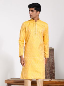 Vastramay - Mens Yellow Silk Blend Kurta
