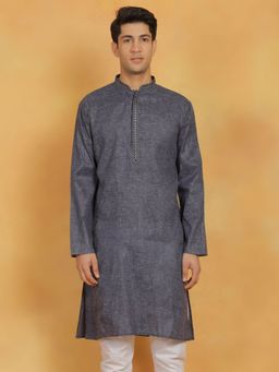 Vastramay - Mens Grey Cotton Kurta