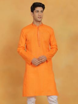 Vastramay - Mens Orange Cotton Kurta