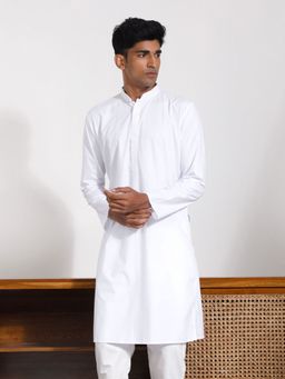Vastramay - Mens White Cotton Silk Kurta