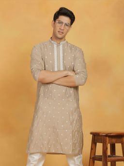 Vastramay - Mens Grey Silk Blend Kurta