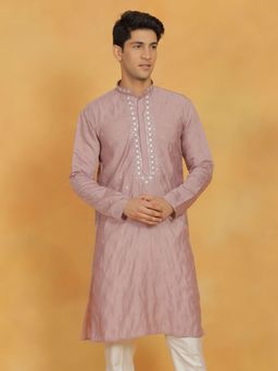 Vastramay - Mens Pink Silk Blend Kurta