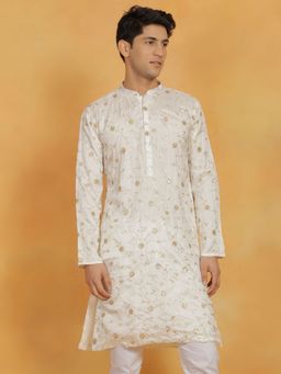 Vastramay - Mens White Viscose Kurta