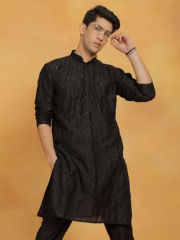 Vastramay - Mens Black Viscose Kurta